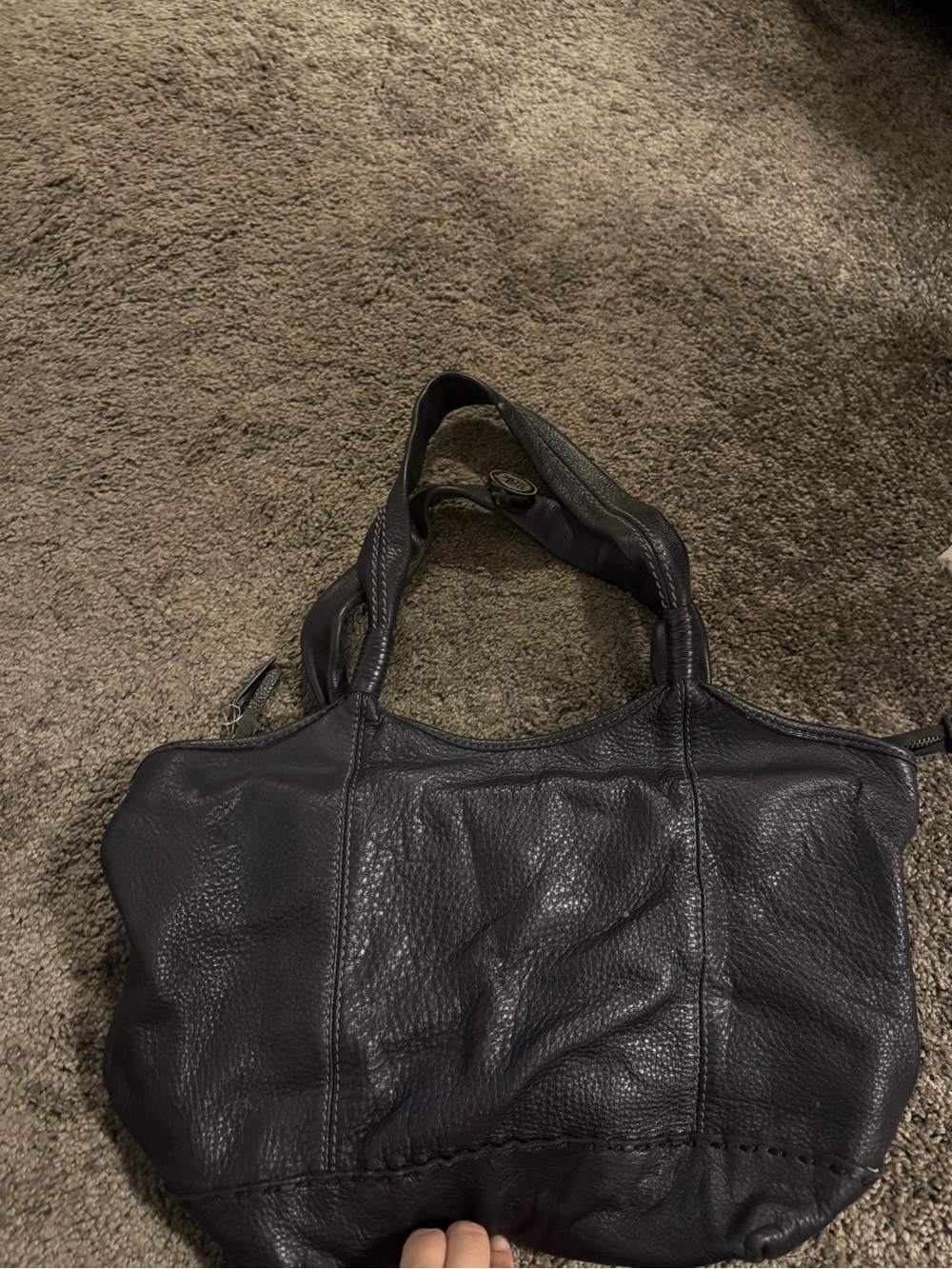 The Sak Black Leather Tote - Pebbled Double-Handle Shoulder Bag - Picture 3 of 7